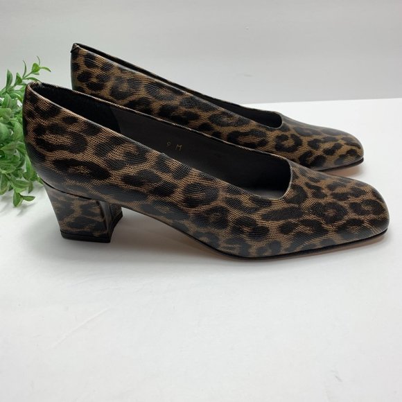 Enzo Angiolini Women's Leopard Animal Print Chunky Block Heel Square Toe Size 9 - Picture 2 of 6